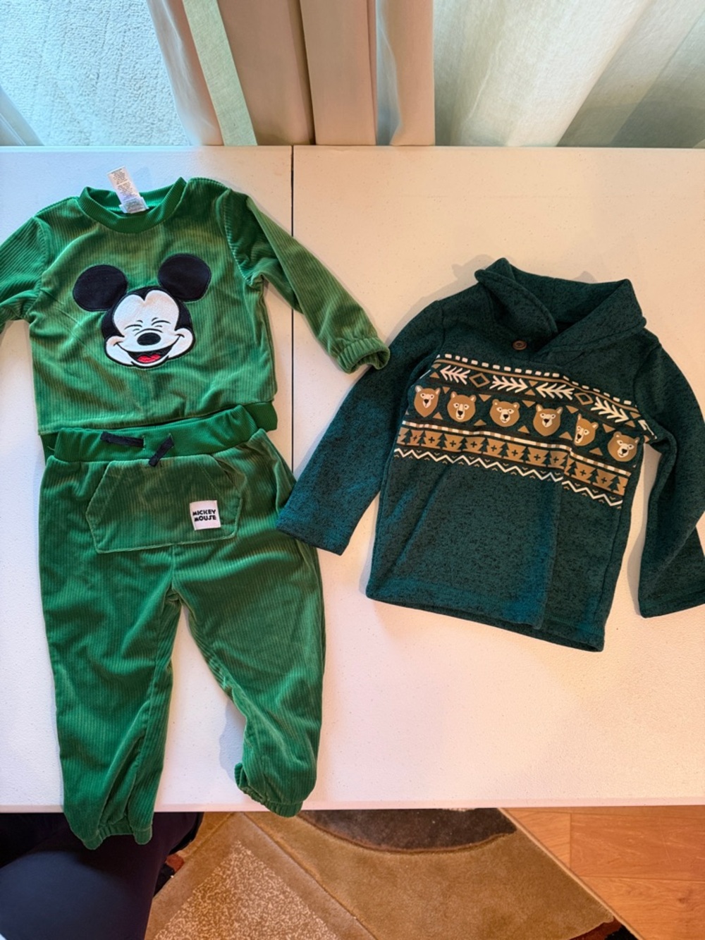 Disney Corduroy sweatsuit and Winter Sweater.  New without tags.  18 months